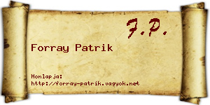 Forray Patrik névjegykártya